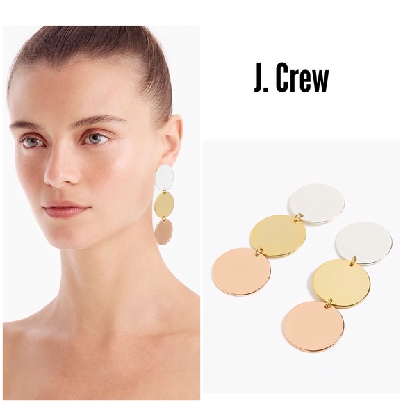 J. crew Hypoallergenic titanium Disc Drop Earrings - Picture 2 of 3